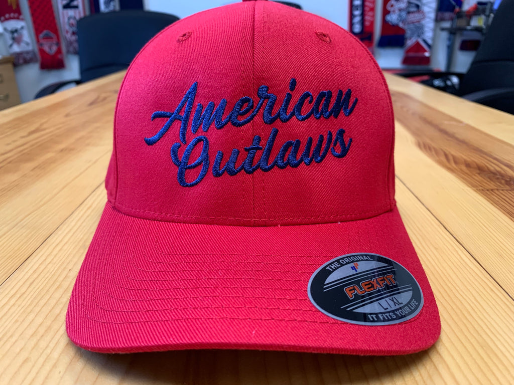 American Outlaws - Red AO Flexfit Hat Script